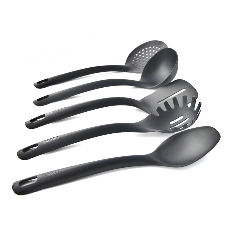 Set of 5 kitchen tools + 15 cm container black Practic Handy
