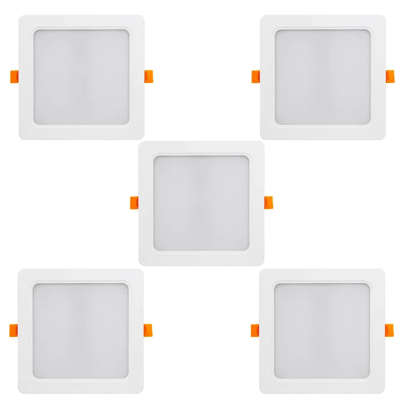 Maclean MCE374 S 5x LED ceiling panel, flush mounted SLIM, 18W, Neutral White 4000K, 170*170*26mm, 1900lm