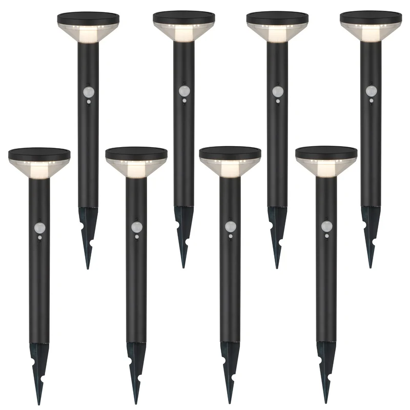 Maclean Solar LED Light, with sensor, 3 modes, plug-in, Li-ion 18650, IP44, 3.7V, 1200 mAh, Black, MCE465 B, 8 pieces