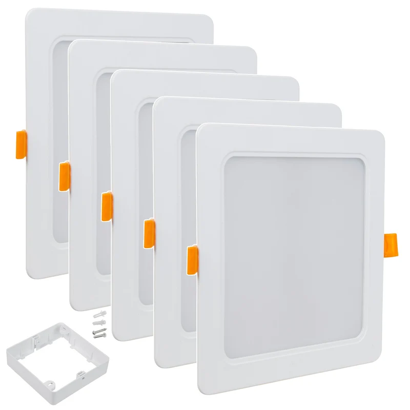 Maclean MCE374 S 5x LED ceiling panel, flush mounted SLIM, 18W, Neutral White 4000K, 170*170*26mm, 1800lm + Maclean MCE379 S 5 x surface adapter