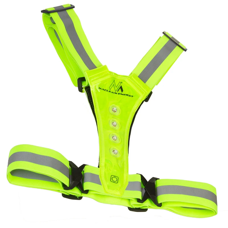 Maclean MCE425 High Visibility Vest Reflector LED 360 ° Waterproof Reflective Safety Reflective Stripes 2X 4 LED