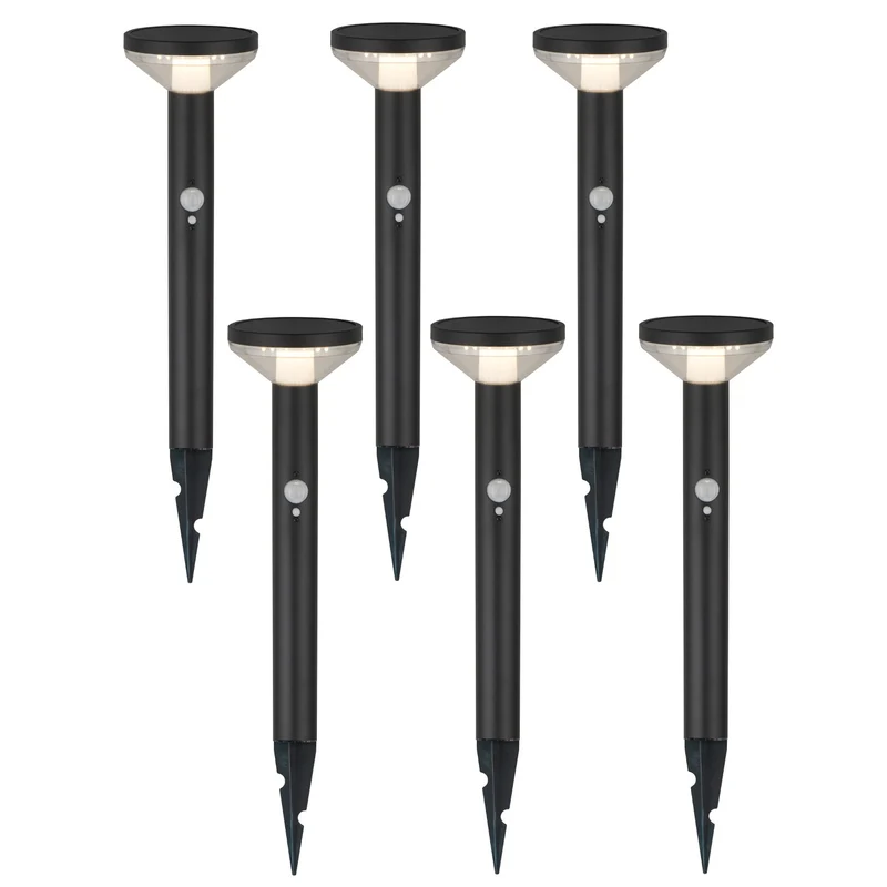 Maclean Solar LED Light, with sensor, 3 modes, plug-in, Li-ion 18650, IP44, 3.7V, 1200 mAh, Black, MCE465 B, 6 pieces