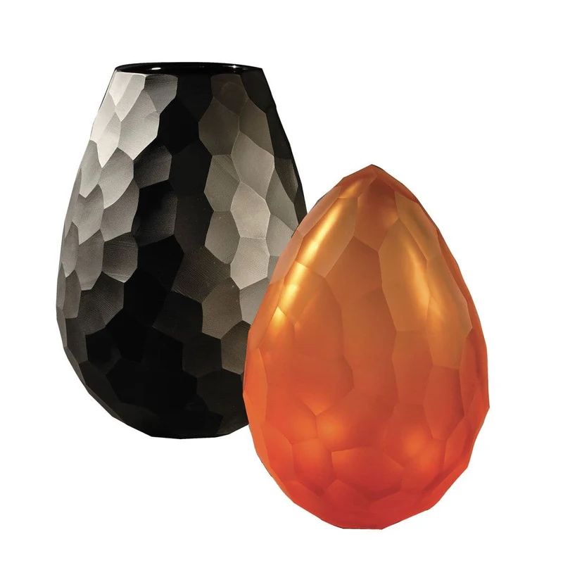 Murano Glass Vase VANITÀ Black Sandblasted by Wave Murano Glass
