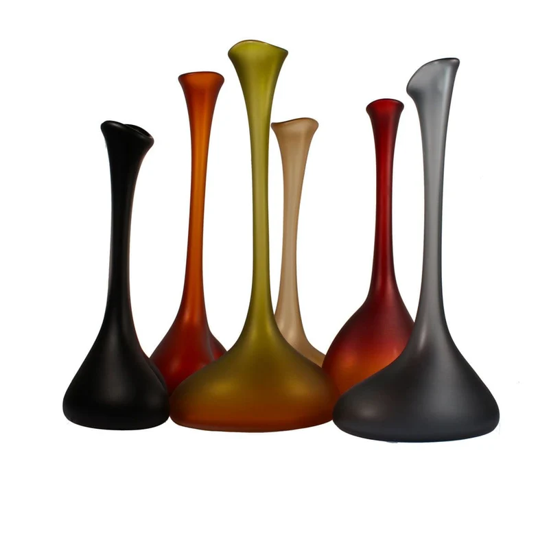 Murano Glass Vase TAMARINDO MEDIUM Sandblasted by Wave Murano Glass