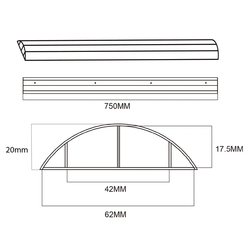 Maclean aluminum cable masking strip, 62x20x750mm, white, MC-814 W