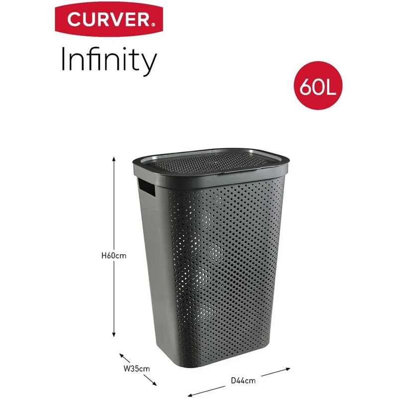 Curver Infinity Recycled laundry basket 60L dark grey