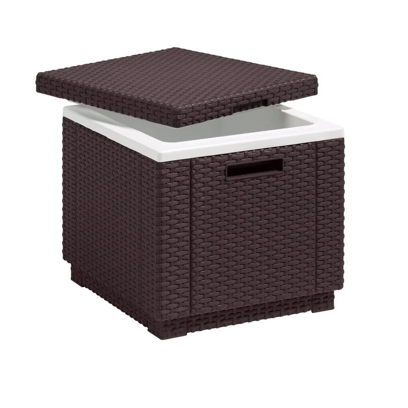 Keter Allibert Ice Cube - Compact Garden Drink Cooler, Brown, 42 x 42 x 41 cm