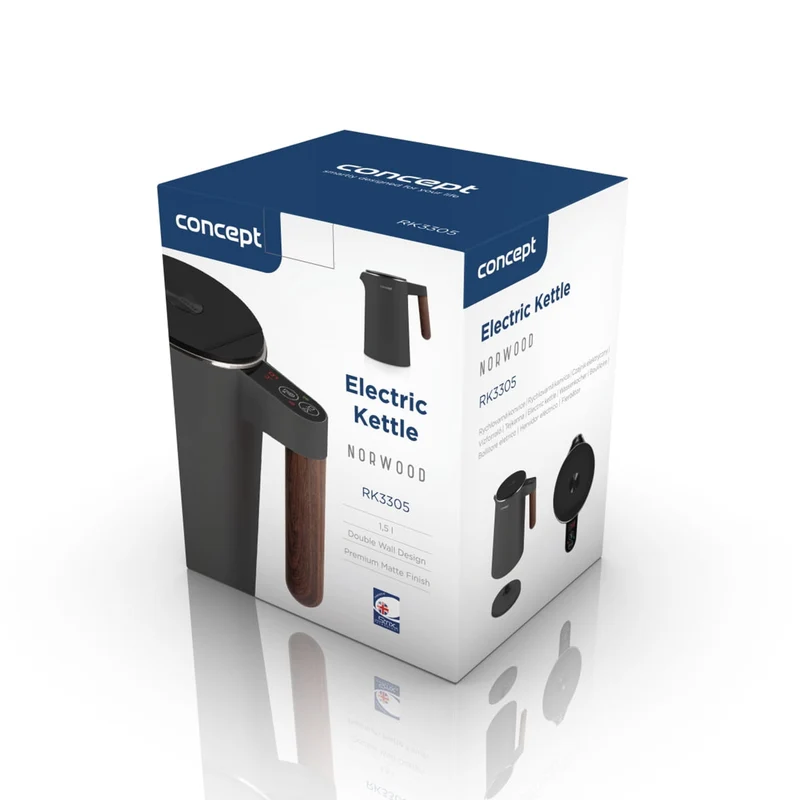 Concept Norwood RK3305 Stainless Steel Kettle Temperature Control Keep Warm 1.5L 1850-2200W Dark Grey