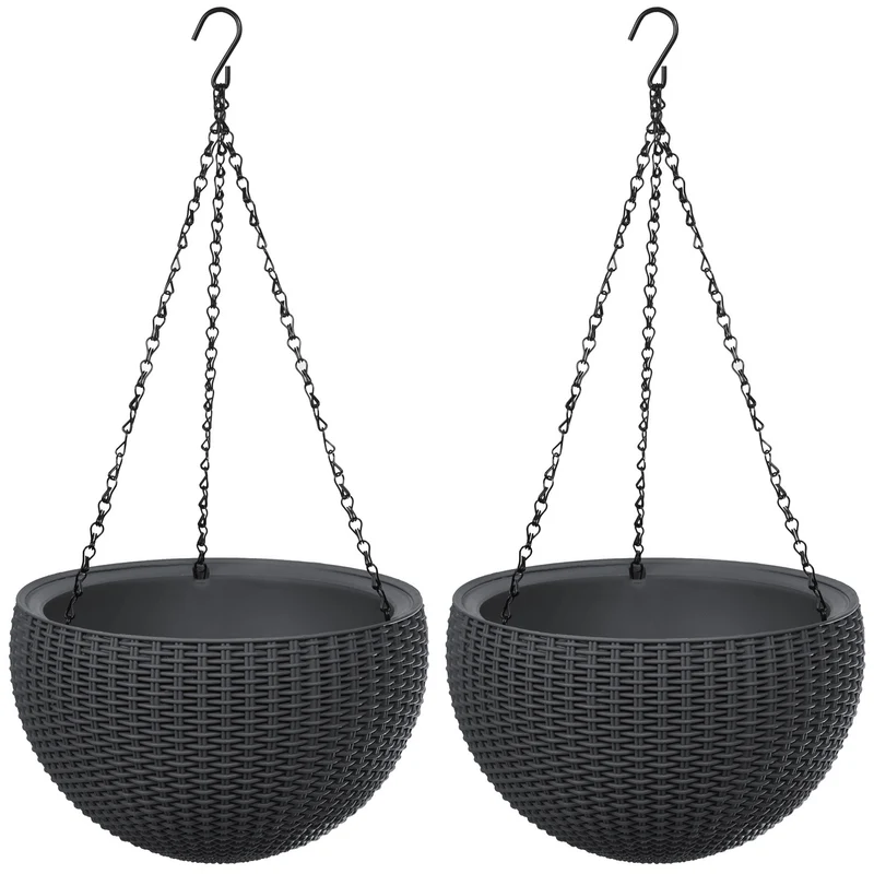 Keter Sphere Planter Hanging Pot, Anthracite, 2 pieces