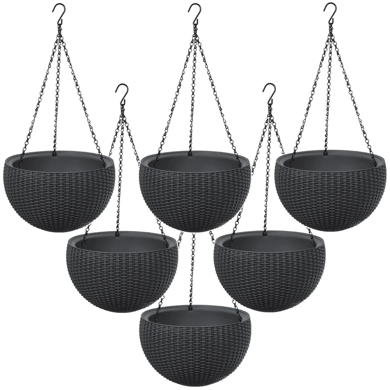 Keter Sphere Planter Hanging Pot, Anthracite, 6-pack