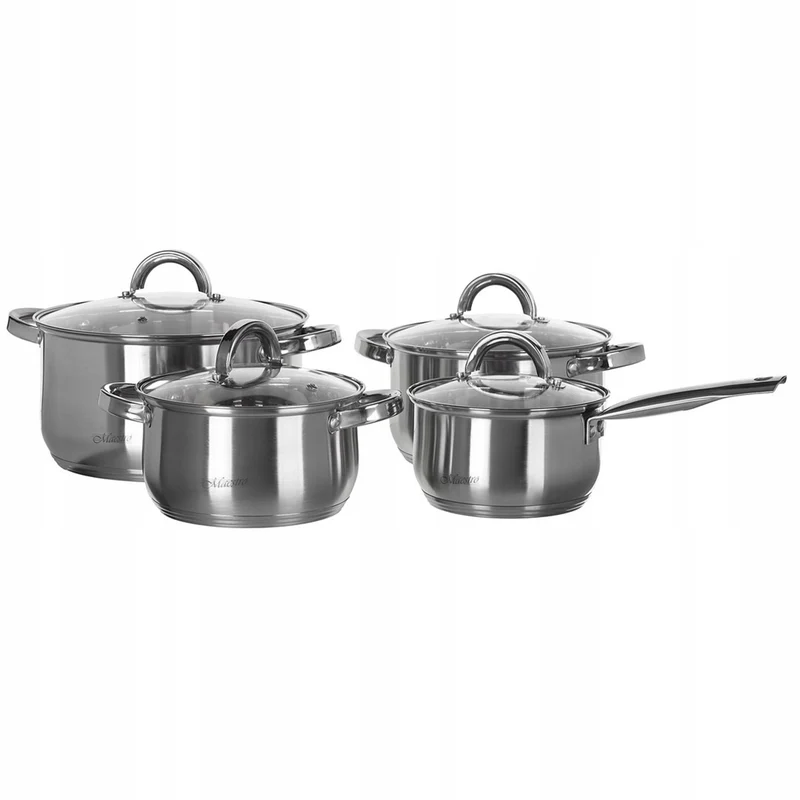 Maestro 9 el. pot set. 1.5L, 2L, 3L, 5L, stainless steel, dishwasher safe, suitable for all types of stoves, hot pot stand, MR-2021