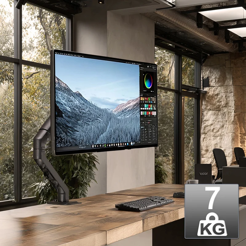 Maclean universal monitor desk mount, mechanical spring 17"-27" 7kg, VESA 75x75,100x100, MC-906