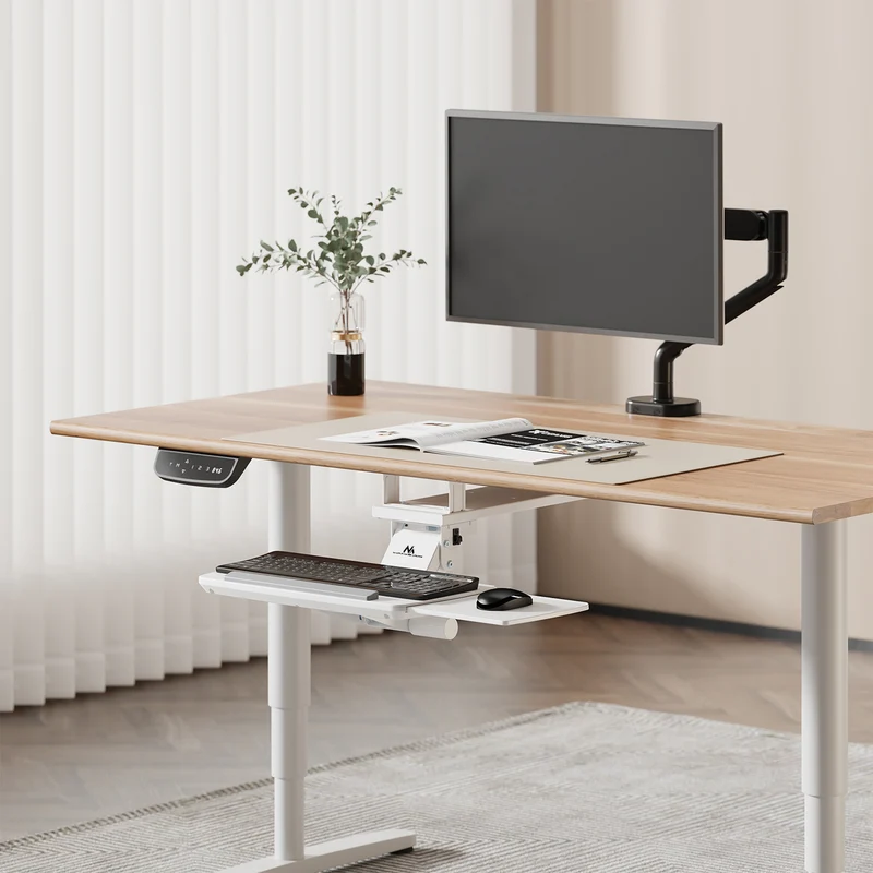 Maclean under-desk keyboard holder, adjustable, max. 5kg, white, MC-156 W
