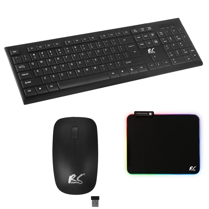 COMBO NanoRS Wireless Keyboard + Computer Mouse, RS580 + Mouse Pad Set