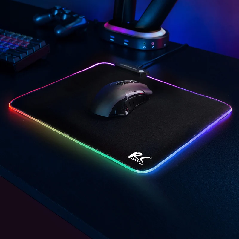 NanoRS RS704 Gaming Mouse Pad LED RGB Lighting Non Slip Desk USB 30x25cm Plug & Play