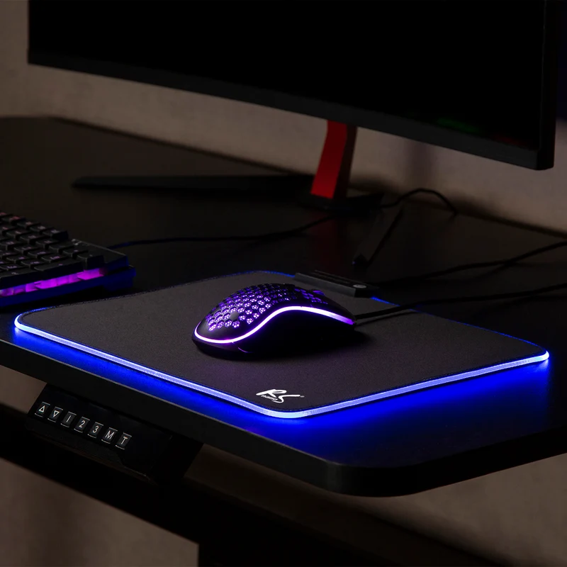 NanoRS RS704 Gaming Mouse Pad LED RGB Lighting Non Slip Desk USB 30x25cm Plug & Play