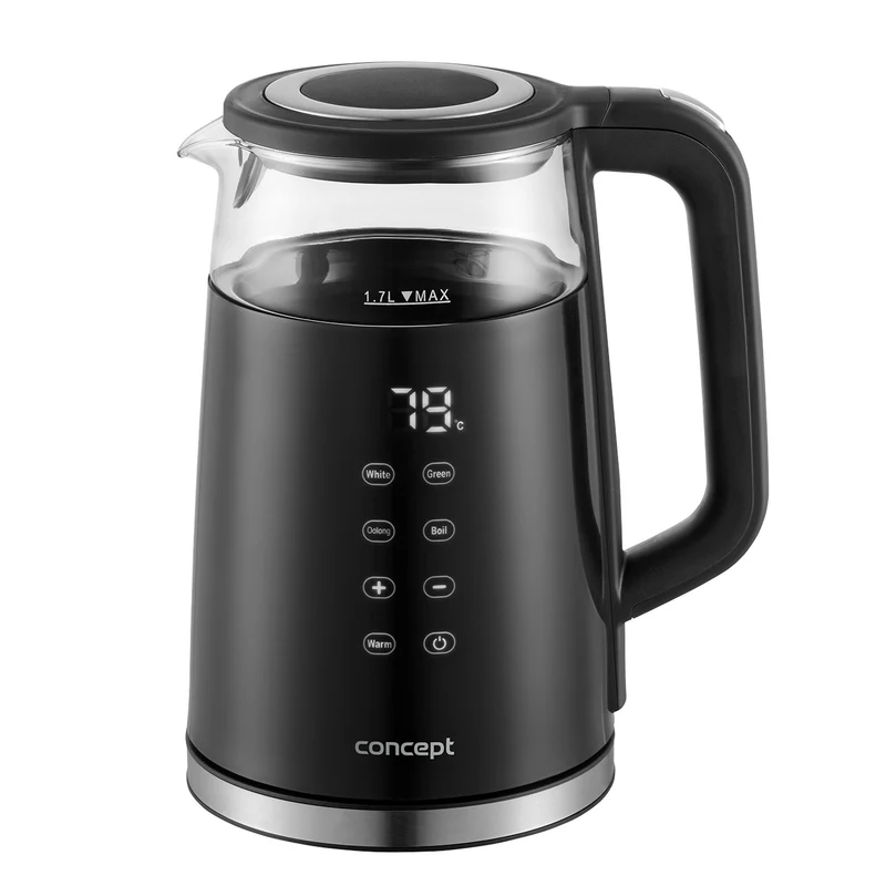 Concept RK4100 1.7L Glass Electric Kettle with Temperature Control and Keep Warm Function