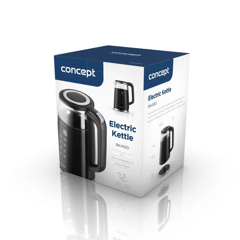 Concept RK4100 1.7L Glass Electric Kettle with Temperature Control and Keep Warm Function