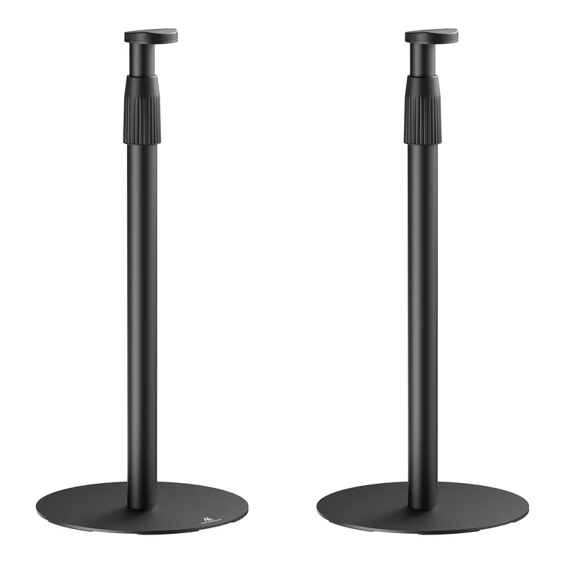 Maclean MC-496 Floor stand for Sonos Era 100 and 300 | Adjustable 682-1068 mm | Cable management and stable base | Set of 2 black tripods | Stylish and safe design