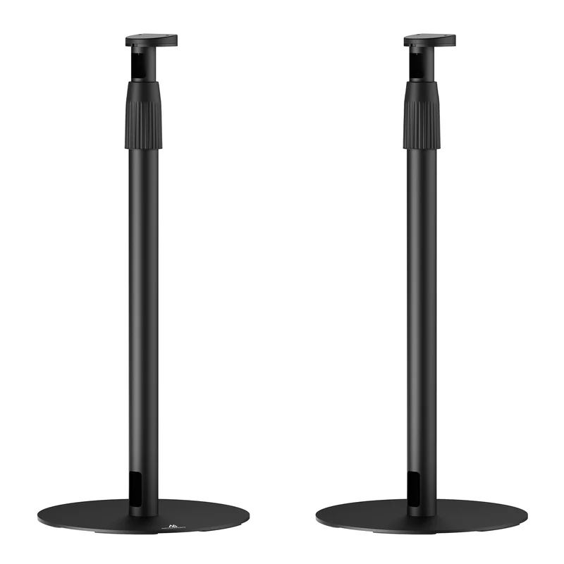 Maclean MC-496 Floor stand for Sonos Era 100 and 300 | Adjustable 682-1068 mm | Cable management and stable base | Set of 2 black tripods | Stylish and safe design