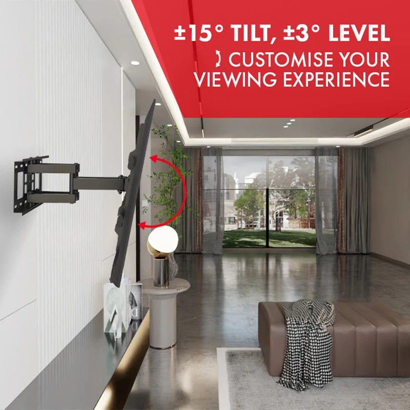 Maclean TV Mount, max VESA 400x400, 32-75", 50kg, horizontal and vertical angle adjustment, profile 80-380mm, black, MC-788