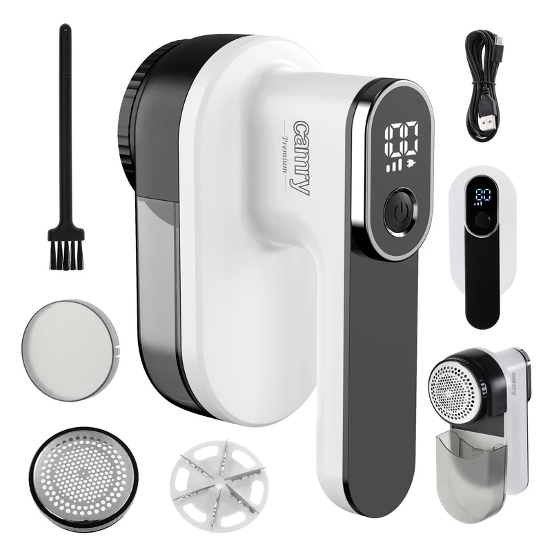 Camry fabric shaver, LCD display, Li-Ion rechargeable battery, white and black, CR 9620