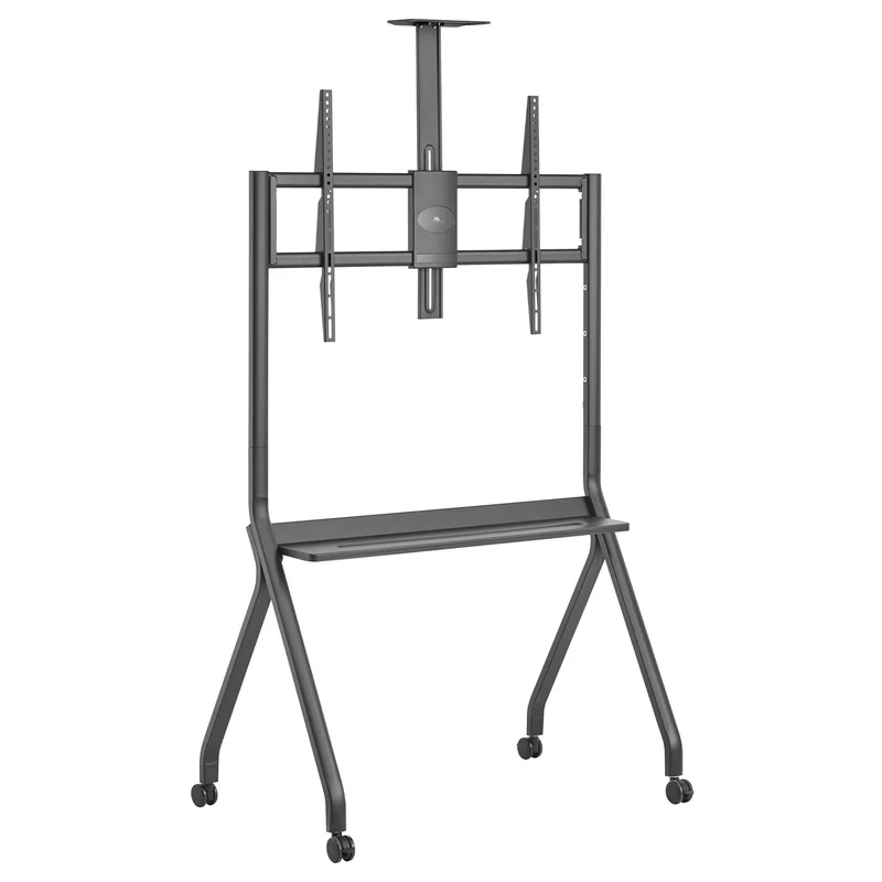 Maclean TV stand / cart, camera shelf, on casters, 55-100", max load 120kg/10kg shelf, max. VESA 900x600, black, MC-114 B