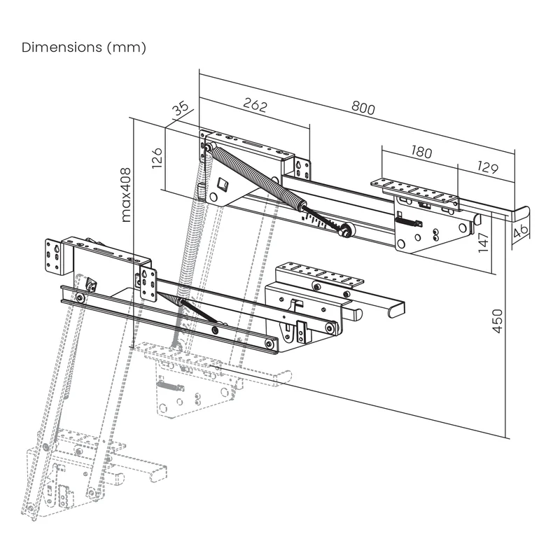 Maclean MC-497 Elevator, built-in extendable kitchen shelf 5-20kg. 820x168x106mm