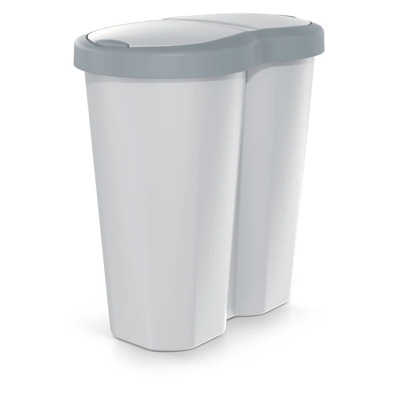 Compacta R Duo trash garbage can, gray/ash, 40L capacity, one compartment, two lids, NDRF40-429U_427C