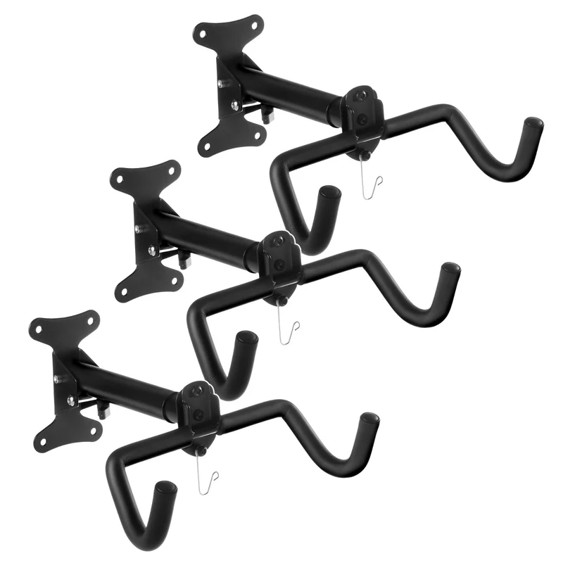Maclean Horizontal Wall-Mounted Bike Rack, Steel, Max. Load 30 kg, MC-484, 3 pieces