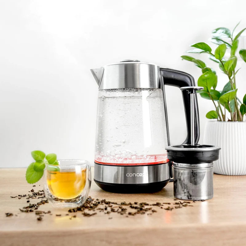 Concept Glass Kettle Electric + Tea Infuser 1.7L Temperature Control LED Lighting 2200W
