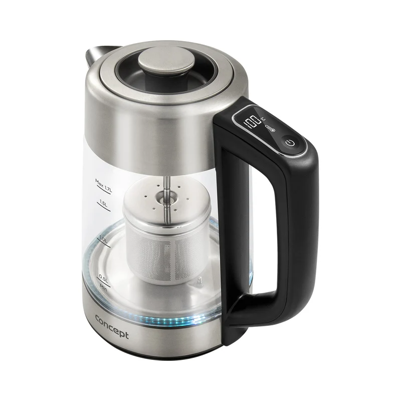 Concept Glass Kettle Electric + Tea Infuser 1.7L Temperature Control LED Lighting 2200W