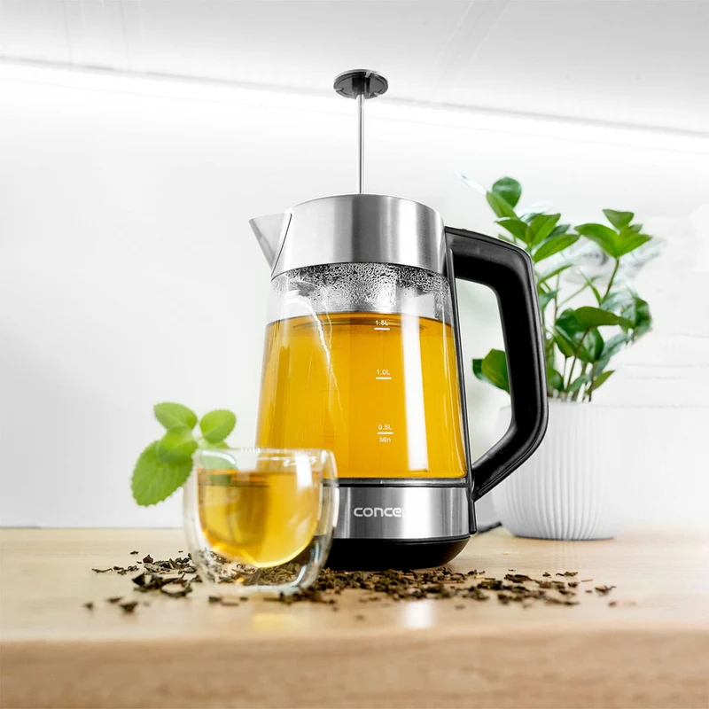 Concept Glass Kettle Electric + Tea Infuser 1.7L Temperature Control LED Lighting 2200W