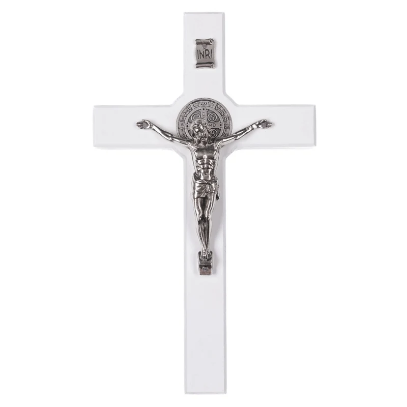 St. Benedict Wooden Cross Wall Hanging Jesus Crucifix Passion Christian Prayer 28cm