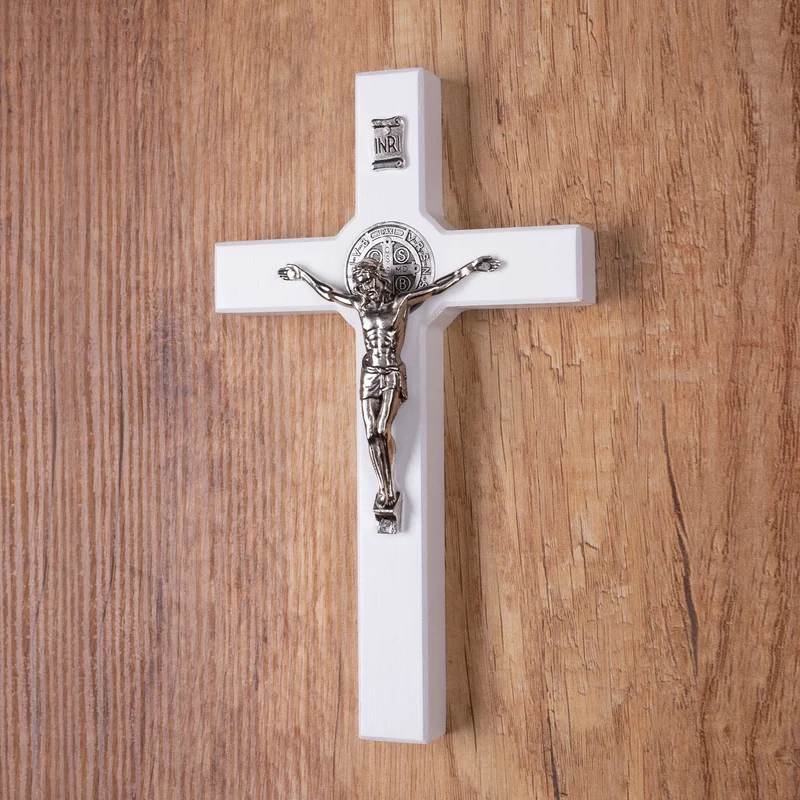 St. Benedict Wooden Cross Wall Hanging Jesus Crucifix Passion Christian Prayer 28cm
