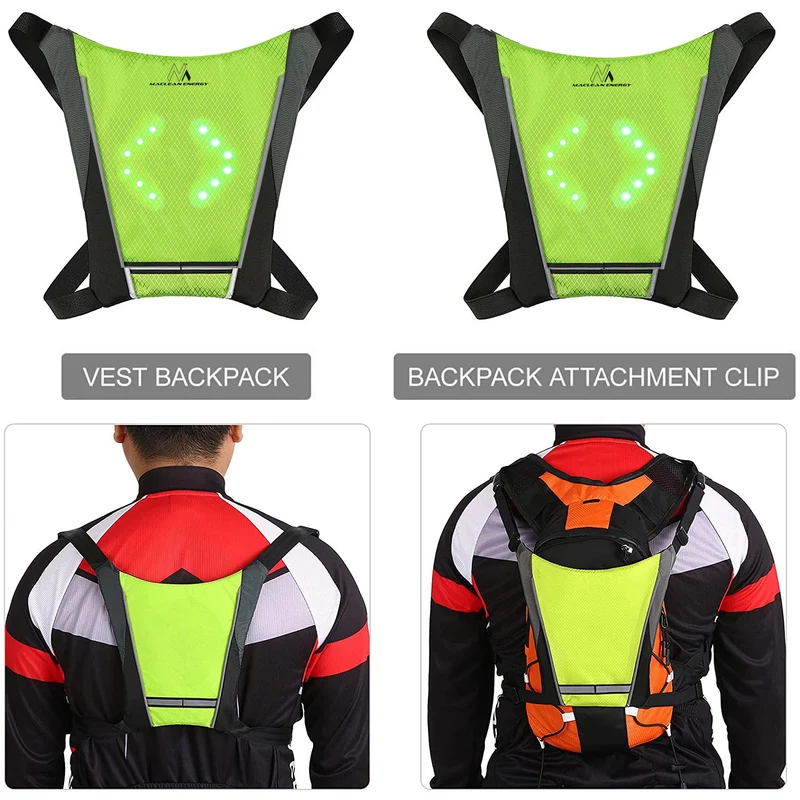 Backpack with LED signal light, remote control, water resistance: remote control IPx5, backpack IPX2 + sports shoulder straps for Maclean MC-445 phone