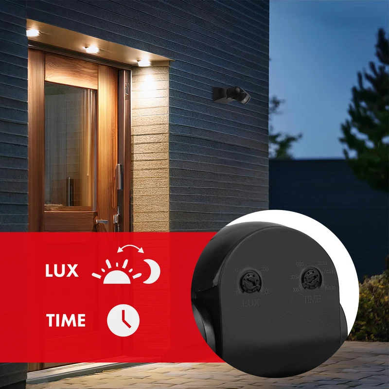 Maclean PIR motion sensor, infrared, IP65, black with black cover, range 12 m, MCE201 B/B