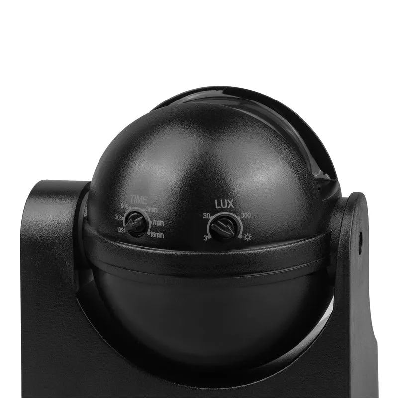 Maclean PIR motion sensor, infrared, IP44, black with black cover, range 12 m, max. load 300/1200 W, MCE358 B/B