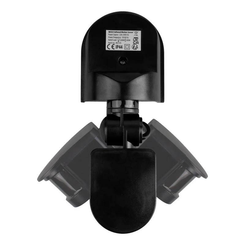 Maclean wall-mounted motion and twilight sensor, 180°, max. 1200W, black with black cover, MCE25 B/B
