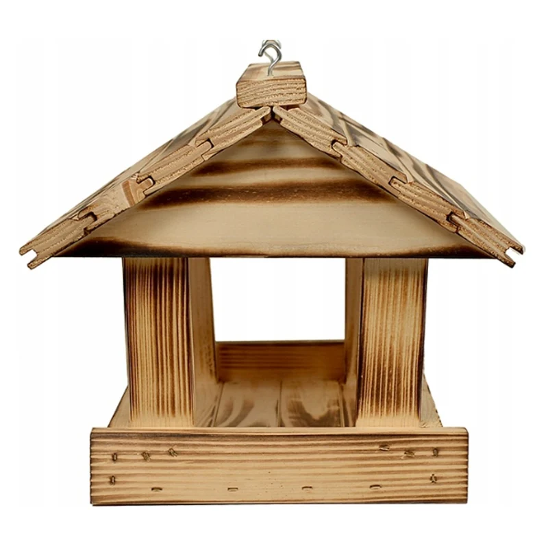 Woodok bird feeder, spruce wood, fired, strong hooks + bird seed 1kg.
