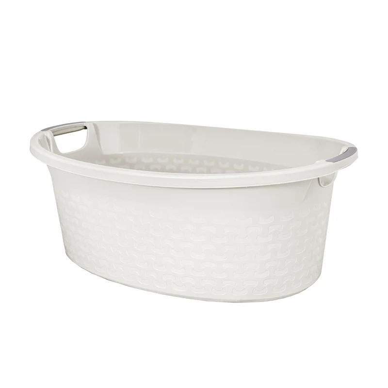 BranQ Plastic Basin Bath Laundry Basket with Handles Washing Laundry Bowl 40L Antique White