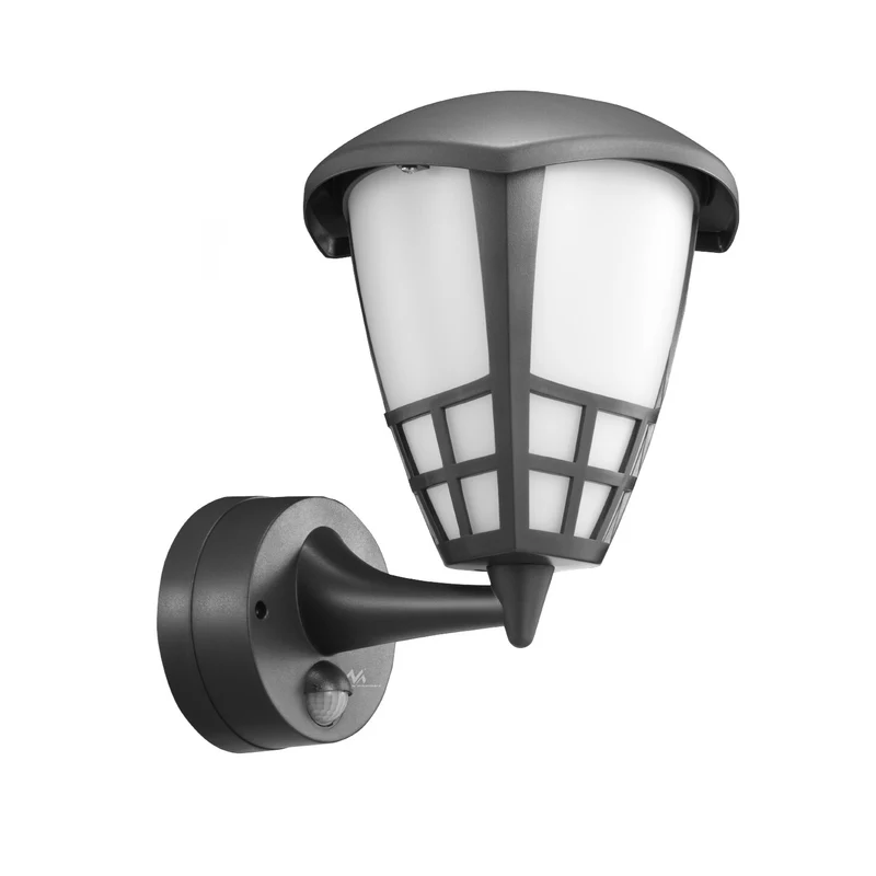 Wall lamp 1xE27 with sensor Maclean, infrared sensor, max. load 60W, IP65, color gray, MCE518 GR + LED filament bulb E27, 8W 230V Maclean Energy MCE268 WW warm white 3000K 1055lm retro edison decorative
