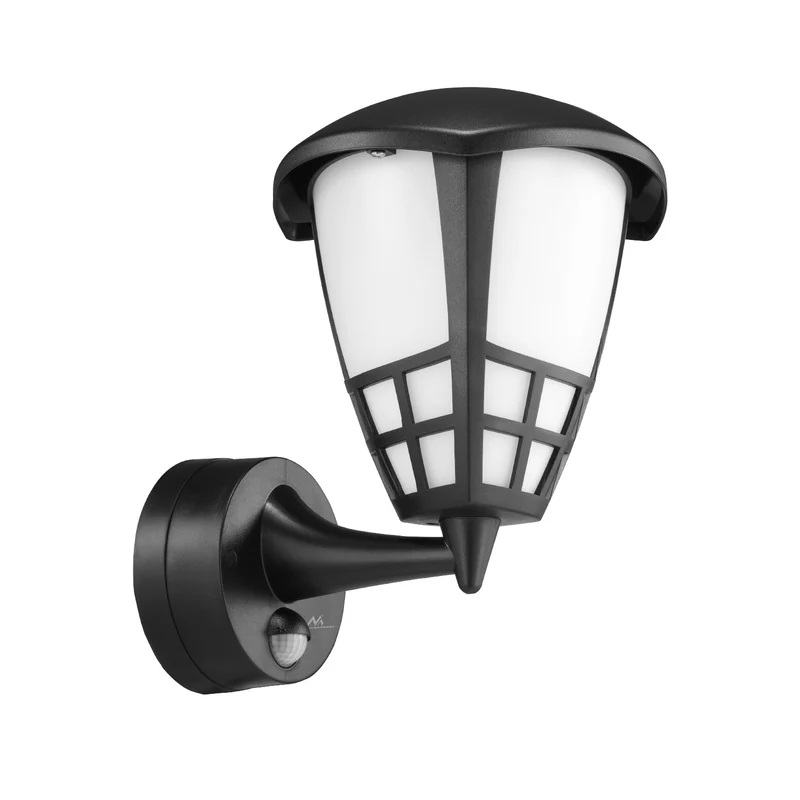 Wall lamp 1xE27 with sensor Maclean, infrared sensor, max load 60W, IP65, black color, MCE518 B + LED filament bulb E27, 8W 230V Maclean Energy MCE268 WW warm white 3000K 1055lm retro edison decorative