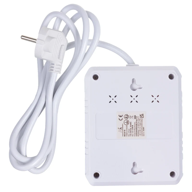 Maclean power strip, extension cord 2 sockets + 3xUSB, 110-240V AC 50/60Hz, 2.1A max 2500W, 1.5m, white, MCE387 W