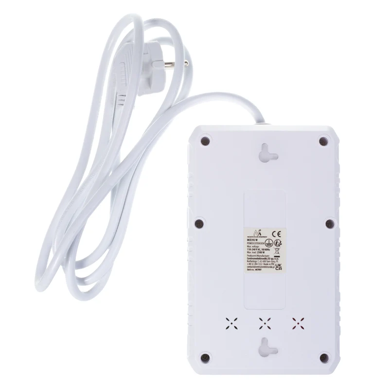 Maclean power strip, 4-socket extension cable + 3xUSB, 110-240V AC 50/60Hz, 2.1A max 2500W, 1.5m, white, MCE392 W