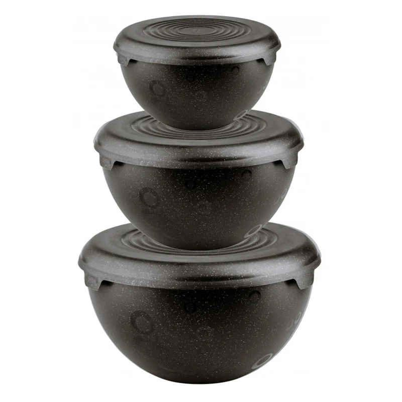 Practic Black Plastic Bowl Set – 1.5L, 3L, 6L – Versatile Kitchen Essential (#10031298)