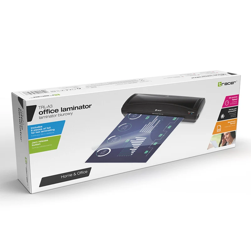 Tracer laminator, hot and cold, A3 size, 5 sheets of film, TRL-A3