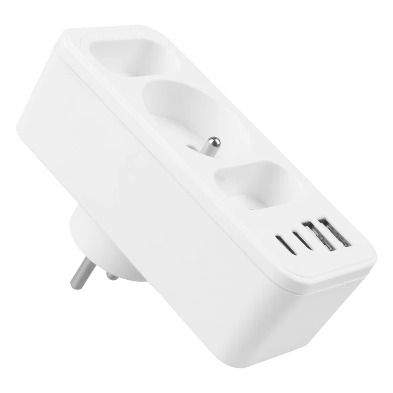 Current socket x3 + 4xUSB Maclean, splitter with 3 sockets, 2xUSB A, 2xUSB C PD 20W, 1x16A + 2x6A, MCE248 F/W, 2 pieces