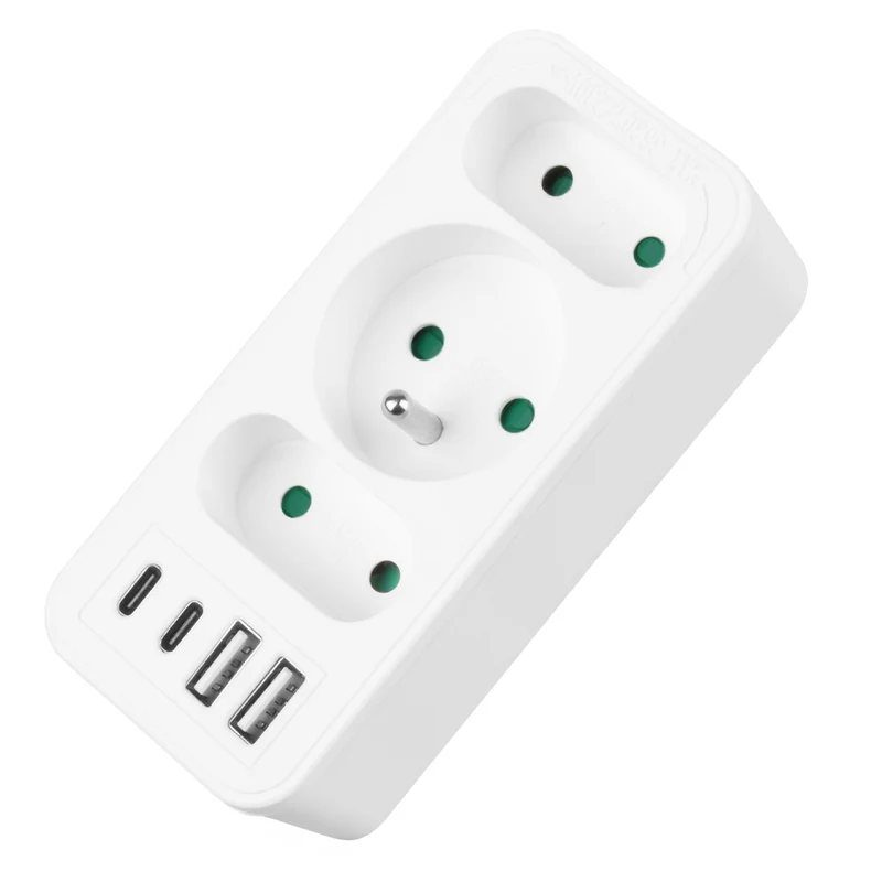 Current socket x3 + 4xUSB Maclean, splitter with 3 sockets, 2xUSB A, 2xUSB C PD 20W, 1x16A + 2x6A, MCE248 F/W, 3 pieces