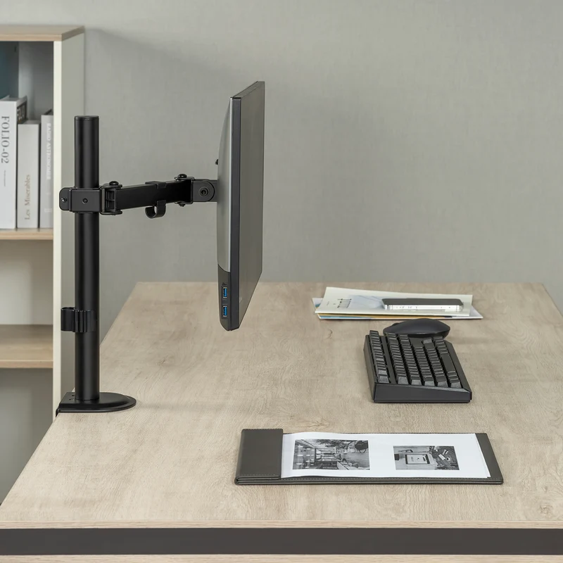 Maclean MC-572N LCD LED Monitor Desk Holder Mount Bracket Single Arm VESA 75x75 100x100 17-32" 9kg Adjustable